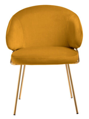 Mustard Velvet Dining Chair - GoldenGlow