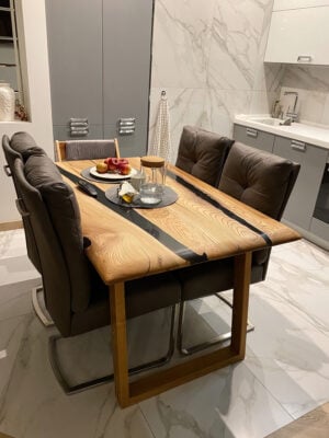 Modern Wooden Dining Table - Epoxy Resin