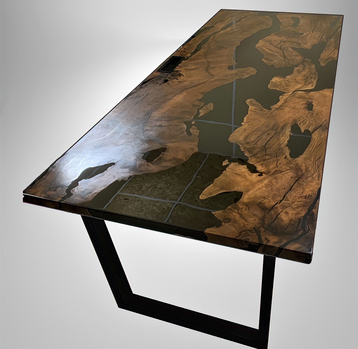 Resin Computer Table Wooden Table For Computer -Epoxy Resin - Vilasaa