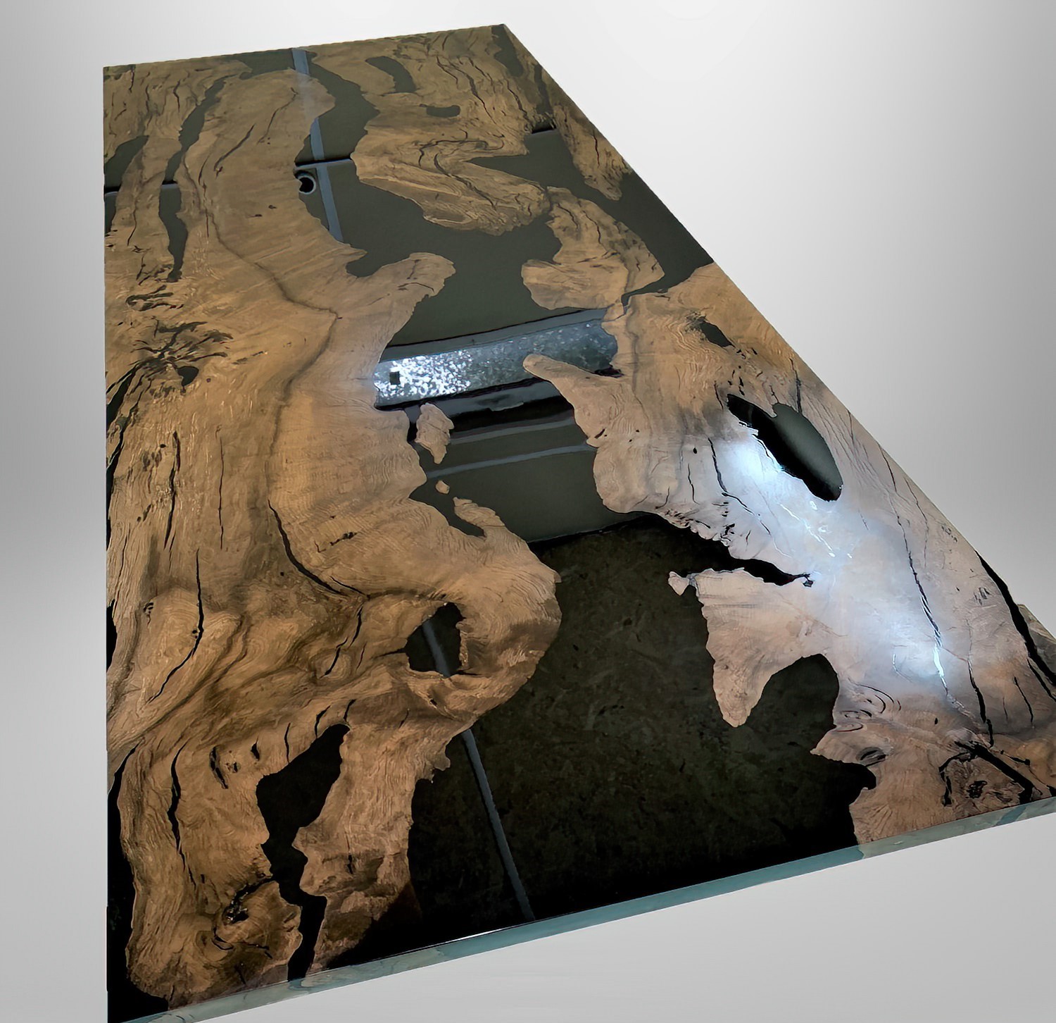 Resin Computer Table Wooden Table For Computer -Epoxy Resin - Vilasaa