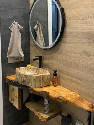 Modern Wood Bathroom Vanity - Epoxy Resin